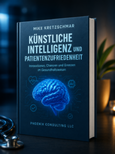 Buch-Mock-up: Künstliche Intelligenz und Patientenzufrieden
