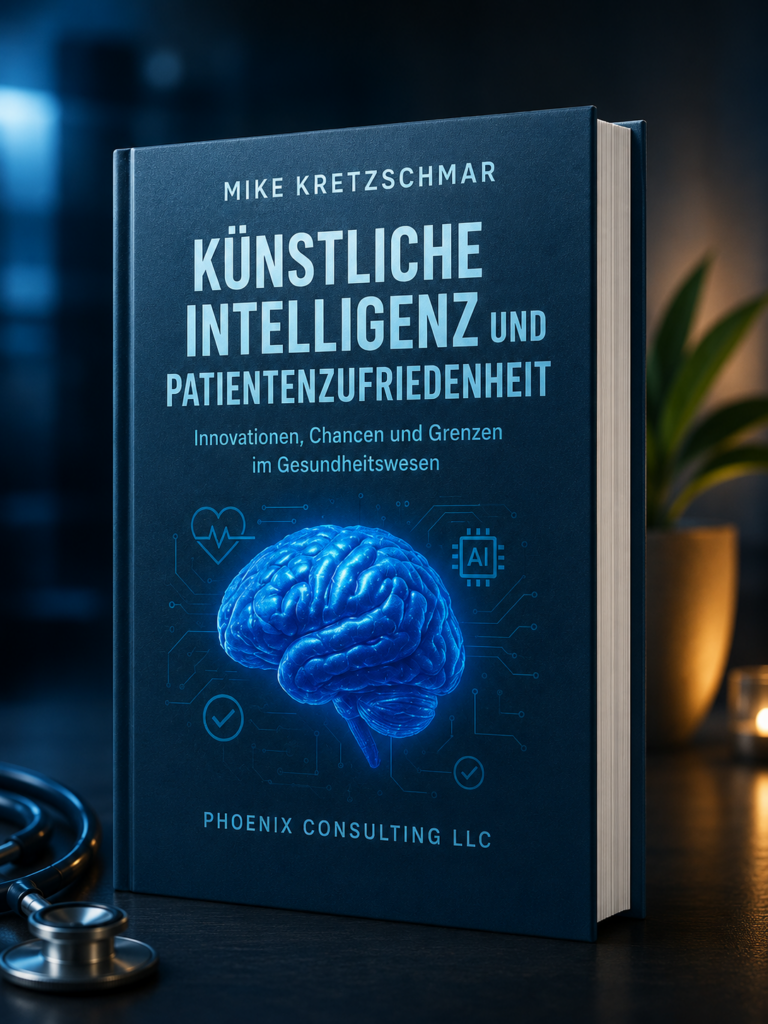 Buch-Mock-up: Künstliche Intelligenz und Patientenzufrieden